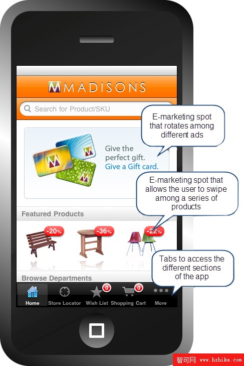 Madisons iPhone 應用程序 - 主屏幕