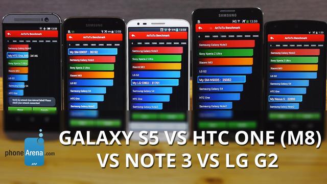 五大Android手機跑分對比  GALAXY S5勝出