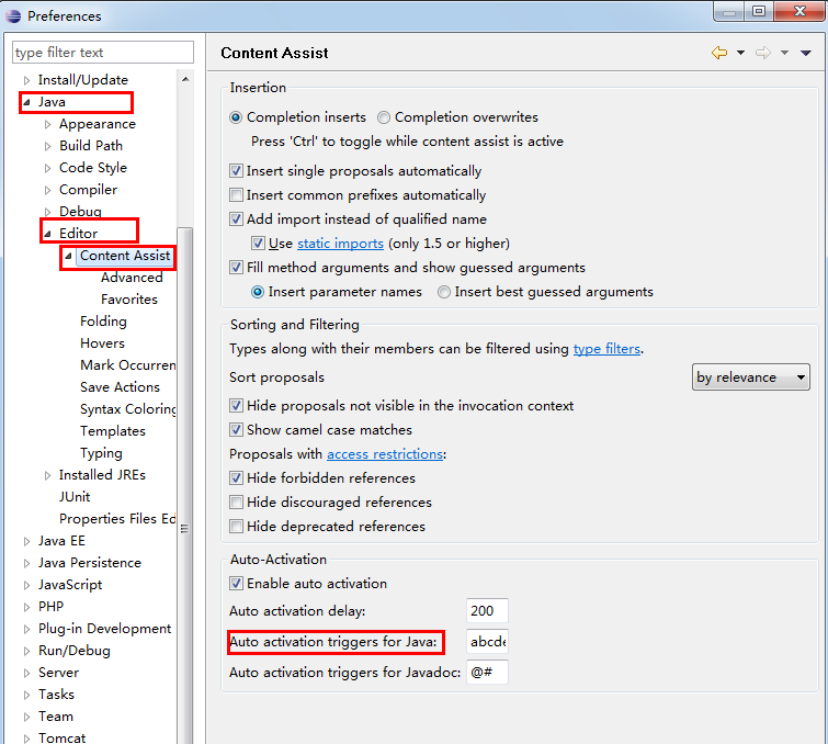 Auto activation triggers for java