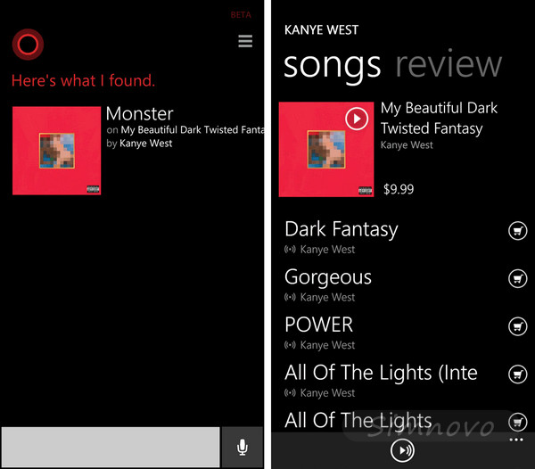 Cortana識別播放歌曲