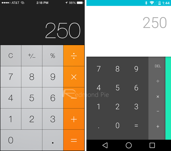 iOS8/Android L計算器對比