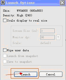 AVD Launch Options