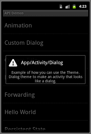 Android ApiDemo示例解讀系列之六：App->Activity->Dialog