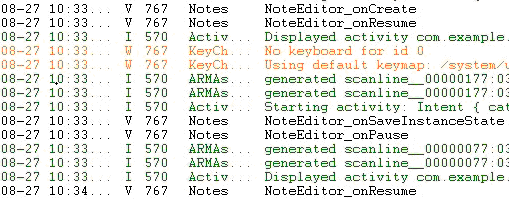 NoteEditor Logcat