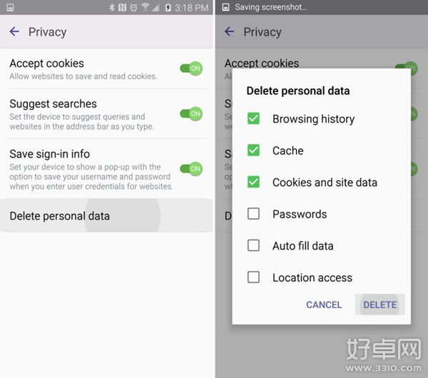 Galaxy S6浏覽器歷史記錄怎麼清除