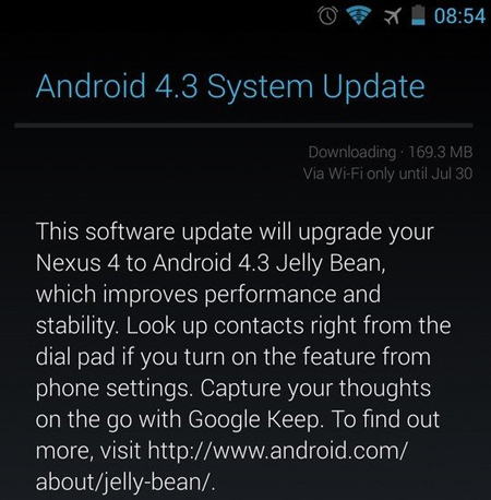 Nexus 4如何強制OTA升級到Android 4.3