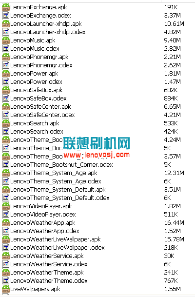  聯想S810t root後可刪除系統程序列表