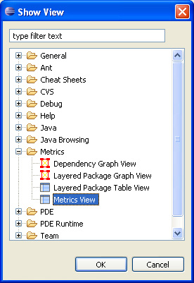 打開 Eclipse 中的 Metrics View