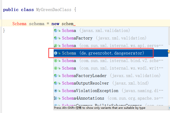 green-dao Schema